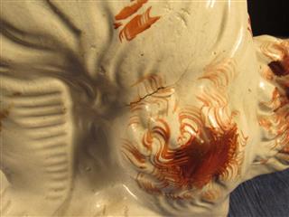 ANTIQUE PAIR OF 19TH CENTURY STAFFORDSHIRE WHITE & RED SPANIELS 13